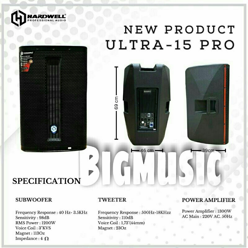 Speaker Aktif Hardwell Ultra 15 Pro Original Active HARDWELL ULTRA 15PRO 15 inch