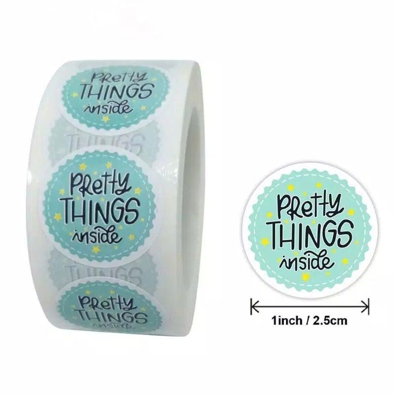 

NFR✨10 PCS STICKER PRETTY THINGS INSIDE Stiker Label Bundar Bulat Diameter 1 inch / 2,5 cm Tempelan Segel Hiasan Box Hampers Kemasan Plastik Amplop Kartu Ucapan Undangan Toples dll