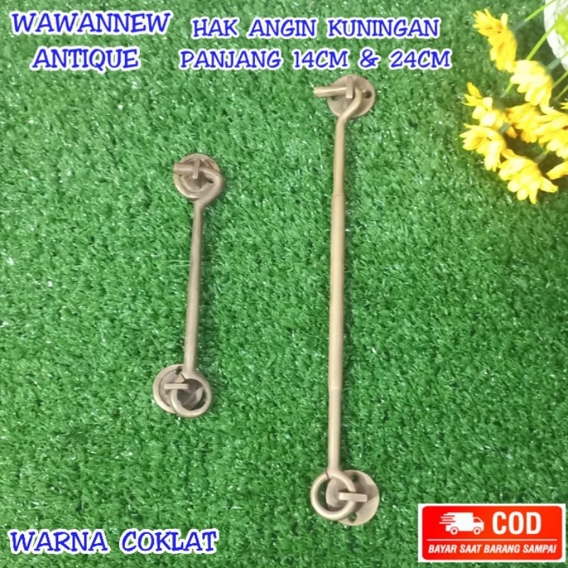 Hak Angin Jendela Kuningan Antik Murah Motif Polos 24cm