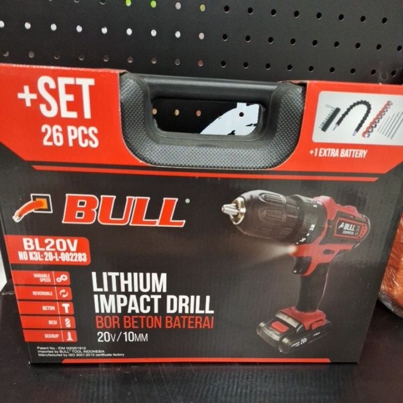 Bor Beton Baterai Impact Drill BULL BL20V