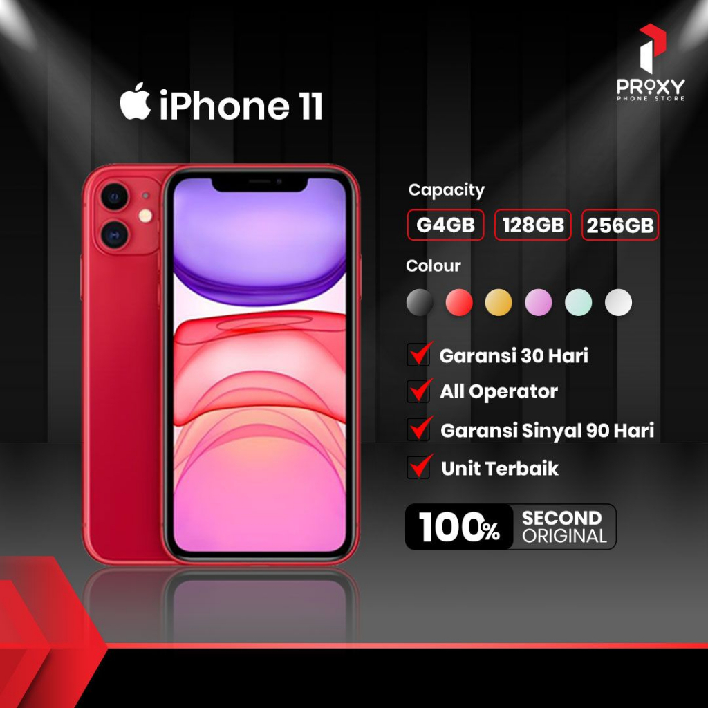 APPLE IPHONE 11 64GB, 128GB 2 SIM TERDAFTAR WEB RESMI FULLSET