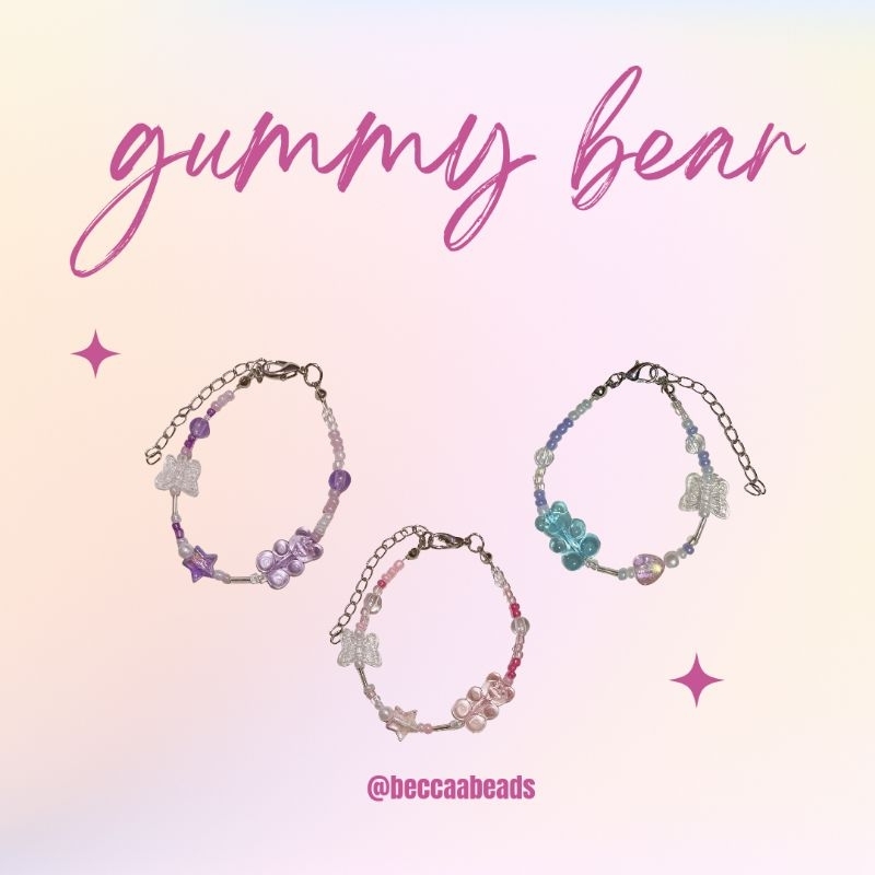 (FREE CINCIN) GUMMY BEAR BEADS BRACELET GELANG MANIK GUMMY BEAR BECCABEADS