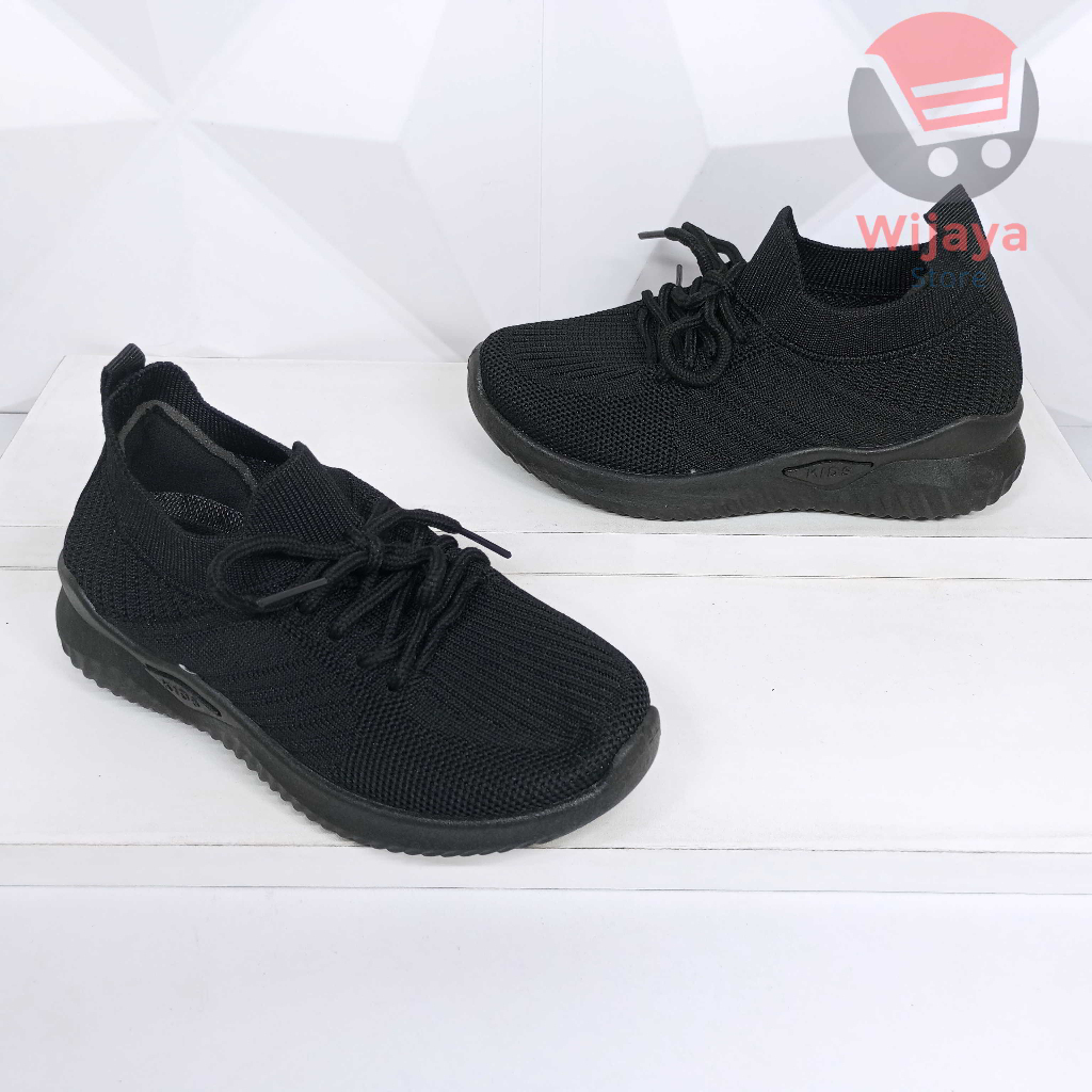 Sepatu Sekolah Sneaker Anak 27-36 Collin Rajut Hitam Polos Putih Fashionable dan Praktis untuk Laki-Laki dan Perempuan 4060 4061