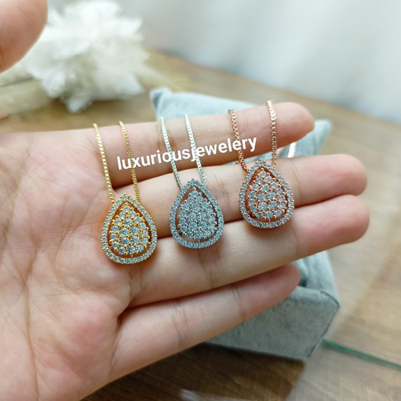 Kalung liontin tetess mewah cutting diamond look