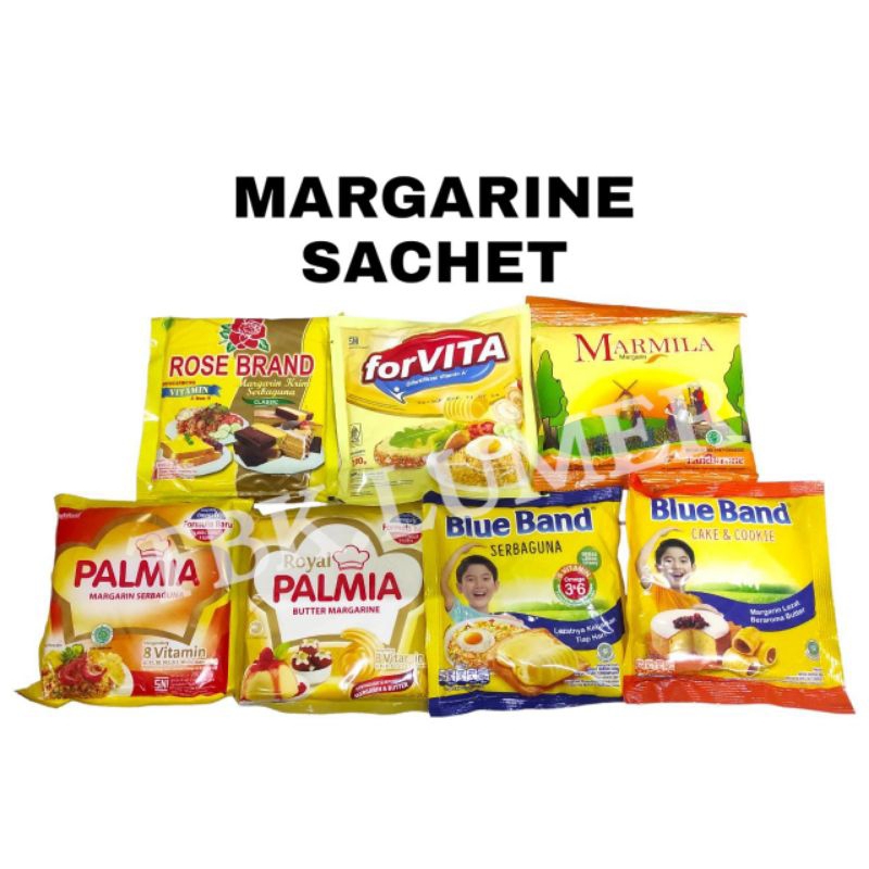 

MARGARINE/MENTEGA SACHET 200gr/BLUE BAND SERBAGUNA/CAKE & COOKIE/SERBAGUNA//PALMIA/ROSE BRAND/FORVITA/MARMILA