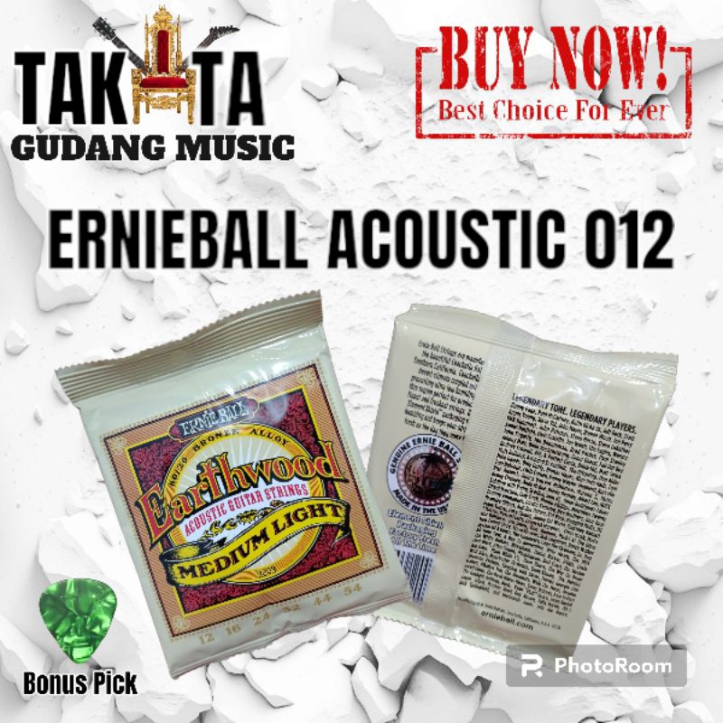 Senar Ernie Ball Acoustic 012 ErnieBall Medium Light Senar Gitar ErnieBall bonus pick