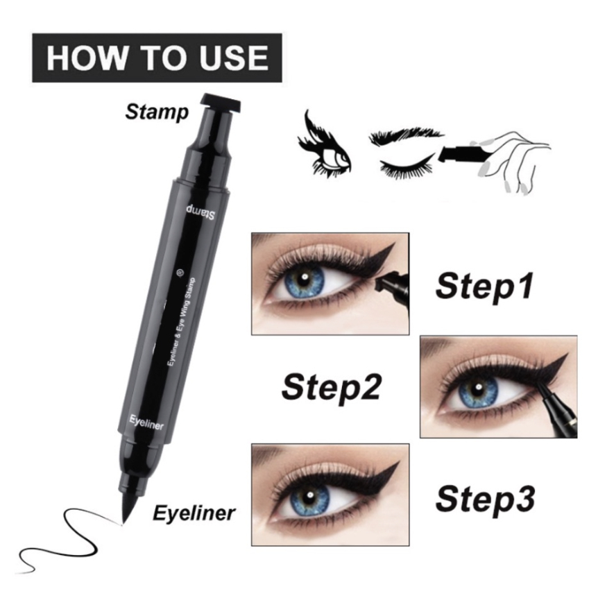 ORIGINAL EYELINER STAMP 2 IN 1 WATERPROOF LIQUID AMY'S DIARY EYELINER PENSIL WATERPROOF UKURAN STAMP SMALL