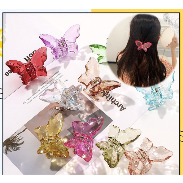 JEDAI RAMBUT MOTIF KUPU KUPU KRISTAL BUTTERFLY KOREAN JEPIT HAIR CLAW TRANSPARANT HAIR CLIP WOMEN FASHION HAIRPIN AKSESORIS RAMBUT JEDAI KOREA