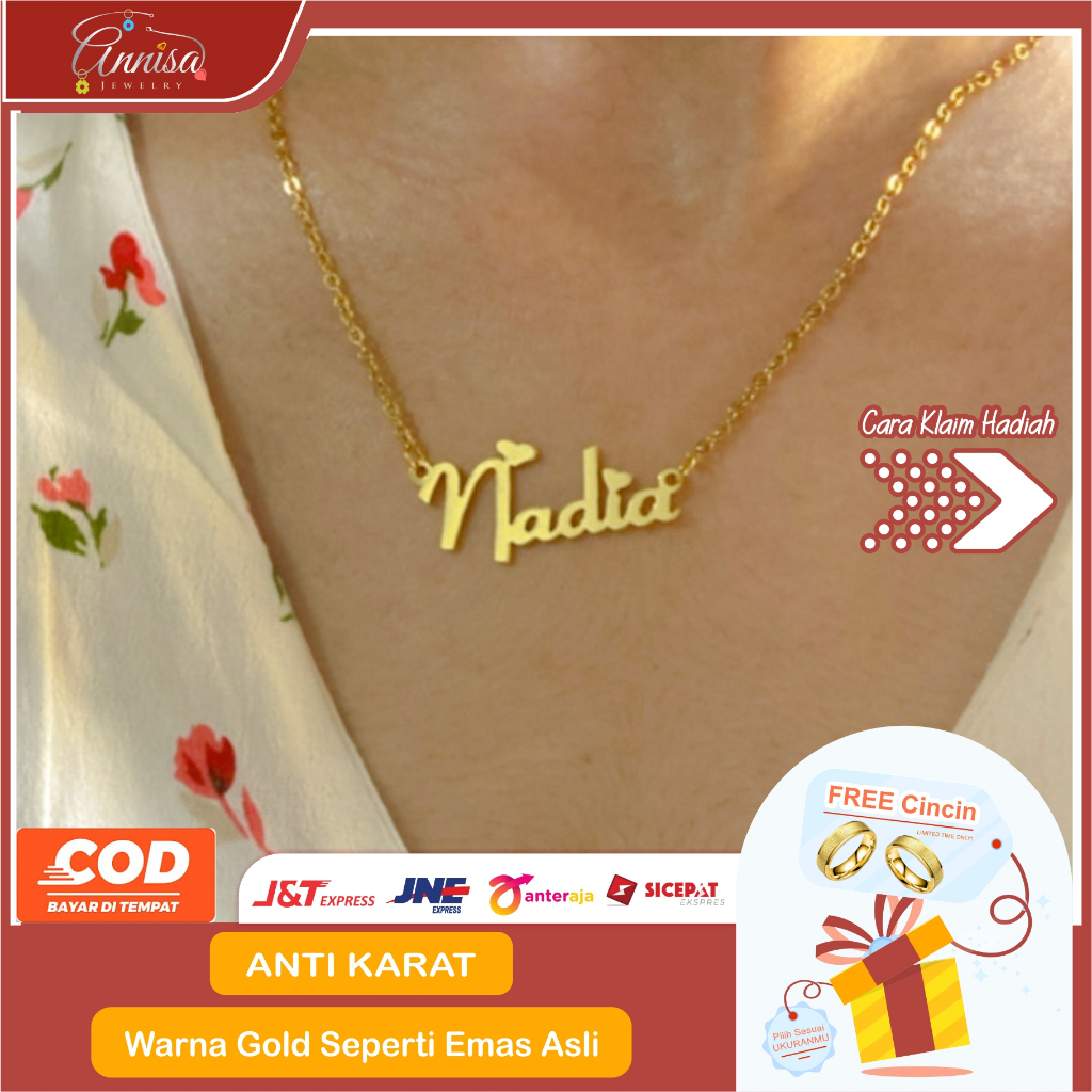 Kalung Nama titanium model Nadia