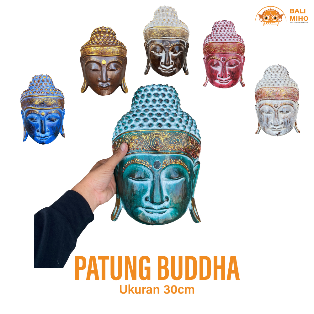 Dekorasi dinding Kepala Buddha 30 cm - Topeng Budha 30 cm - Topeng Buda - Kepala Budha - Budha Kayu 