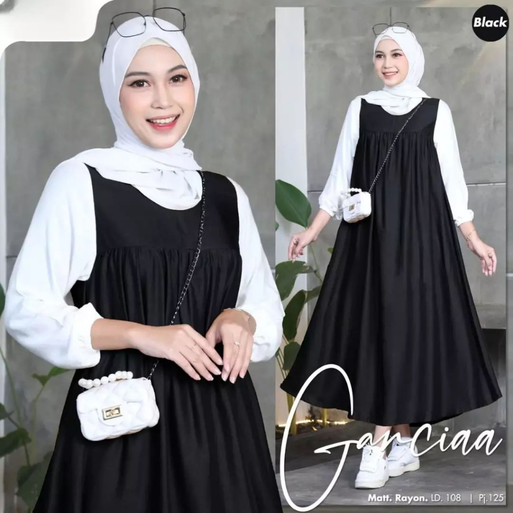 Baju Gamis Wanita Terbaru Livy Dress Gamis Remaja Kekinian Korean Style Sleting Belakang Stwo