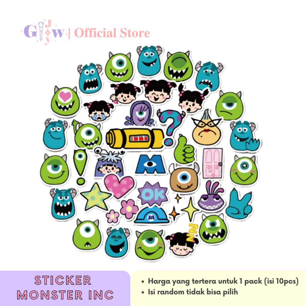 A27 STICKER 10PCS (MONSTER INC) anti air notebook scrapbook label tempel motif kartun superhero super hero unik lucu atk alat tulis kantor murah viral termurah kartun komputer leptop handphone hp smartphone koper laptop tembok kulkas disney anime