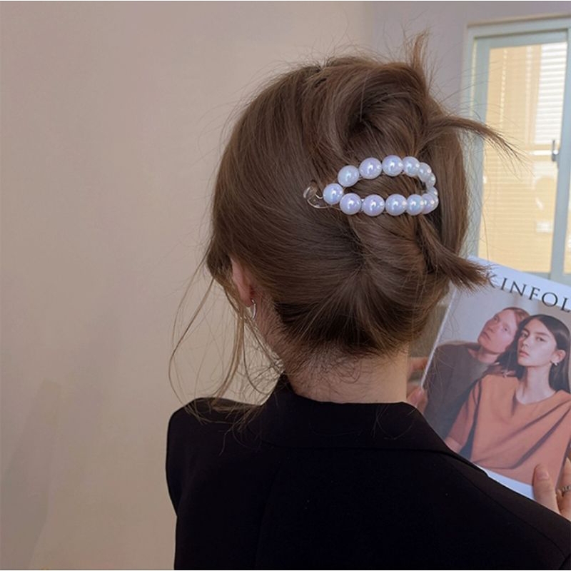 Jepit Rambut Mutiara 8cm Variant Kristal Jedai Pisang Ponytail Jepitan Rambut Korea Oval Bolong Pearl Barrette Hair Clip