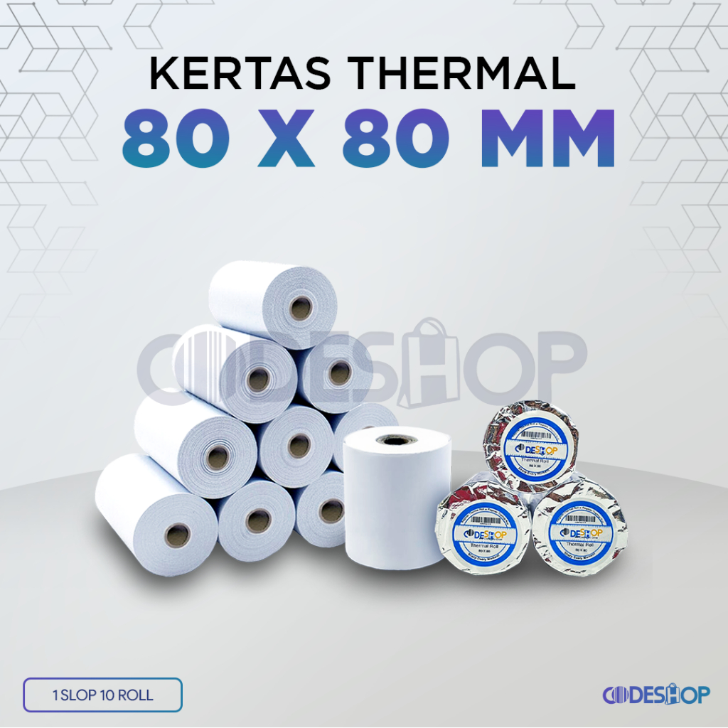 

1 SLOP Kertas Kasir Printer Kertas Thermal CODESHOP 80X80 isi 10roll