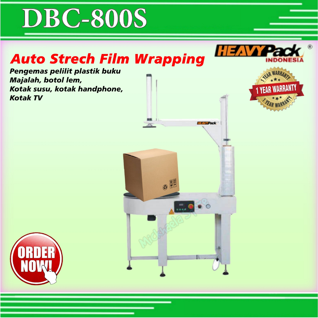 DBC800S Mesin semi automatic strech film wrapping with top pressure plate