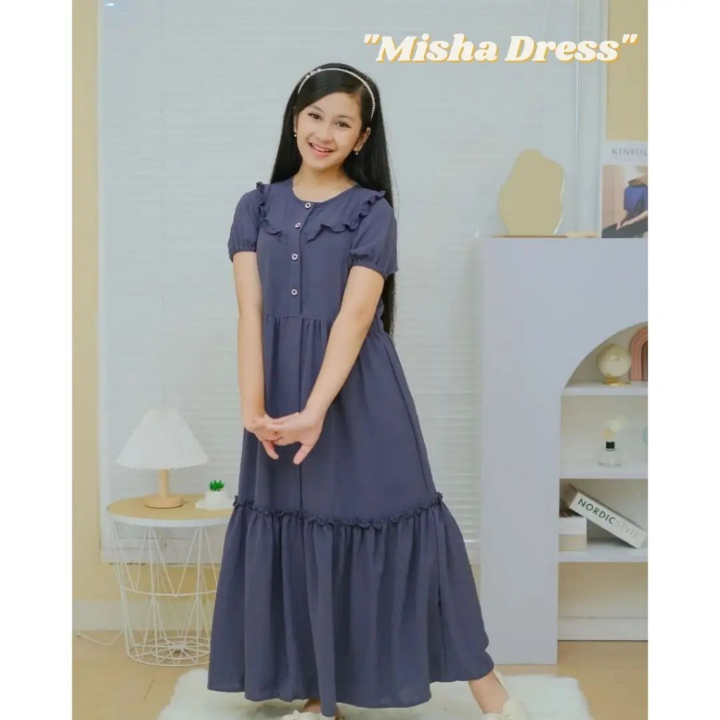 Misha dress kids /dress crinkle airflow premium /Dress SAGE Anak Perempuan 8 sampai 13 Tahun /OOTD Fashion Kids Muslim Terlaris / Gamis Anak Model Ternbaru 2023