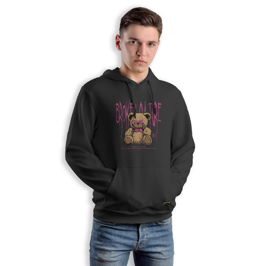 DEZIROSE Sweater Hoodie Bear Broken Culture Pria &amp; Wanita Distro Fleece Tebal Premium Size M-XXL