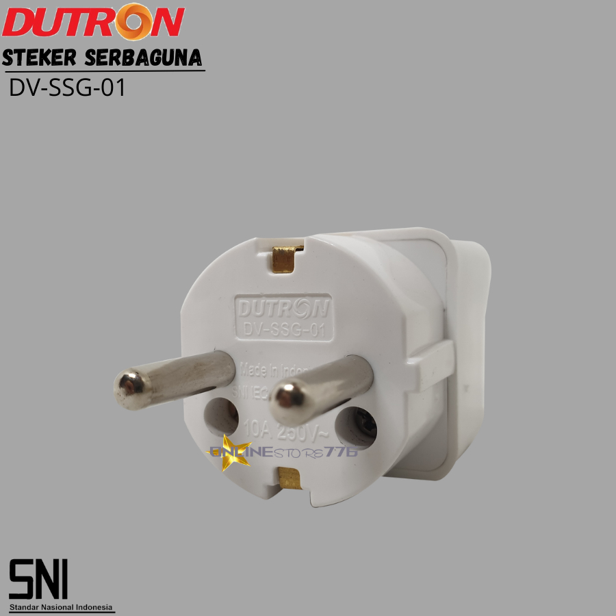 Oversteker/Steker Serbaguna/Universal Plug DUTRON SSG 01 Lampu SNI/Colokan Kaki Tiga