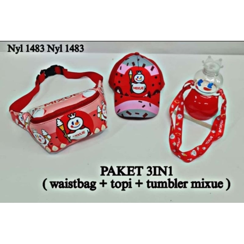 BANYAK BONUSNYA Tas Ransel Mixue 4in1 Tas Maskot Mixue+Tumbler+Topi