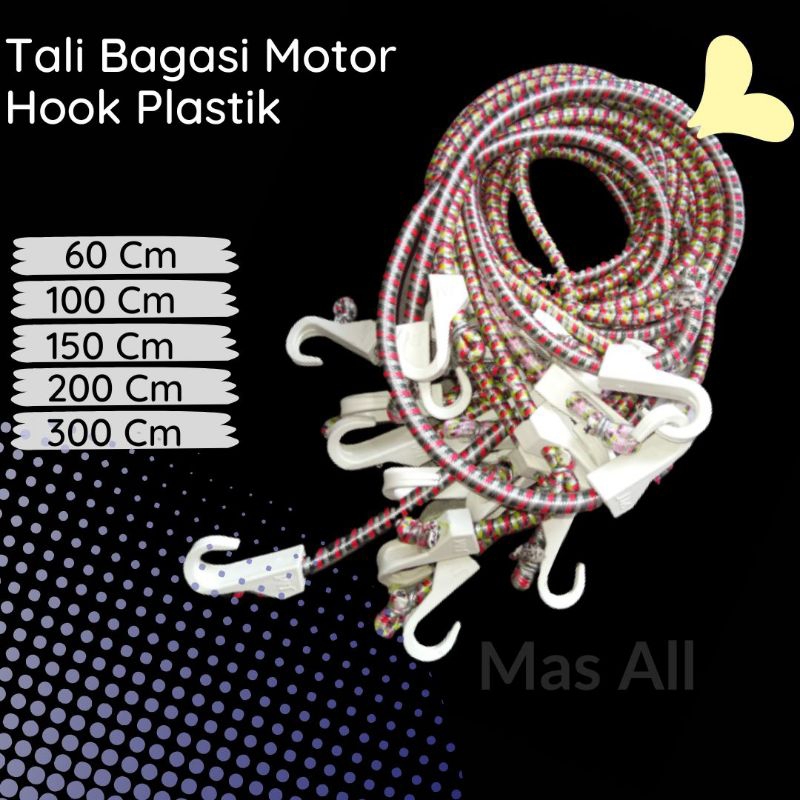 Tali Bagasi Motor 1 Meter Hook Plastik / Tali Pengikat Barang Dimotor 3 Meter