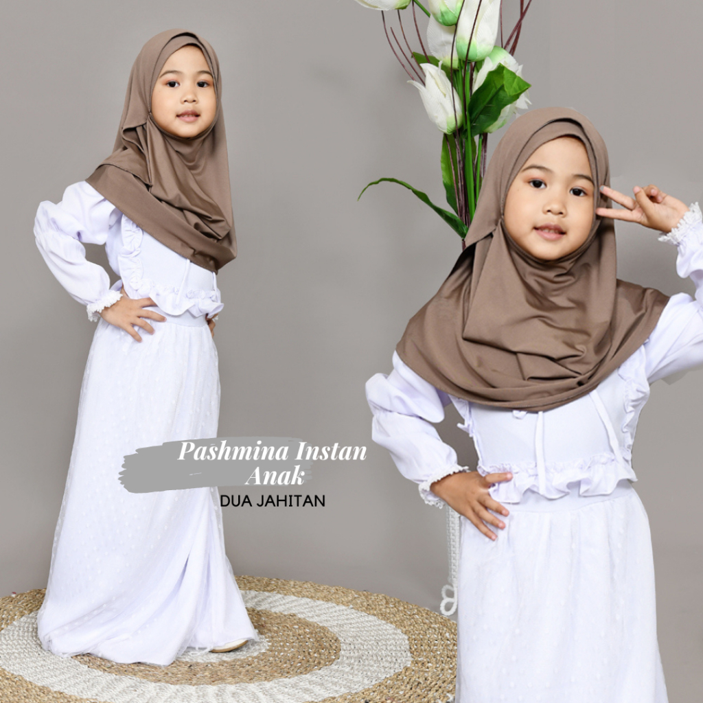 PASHMINA INSTAN ANAK (Dua Jahitan) / Jilbab Anak Pashmina Adem / Hijab Anak Terbaru Usia 5-7 Tahun BILLA