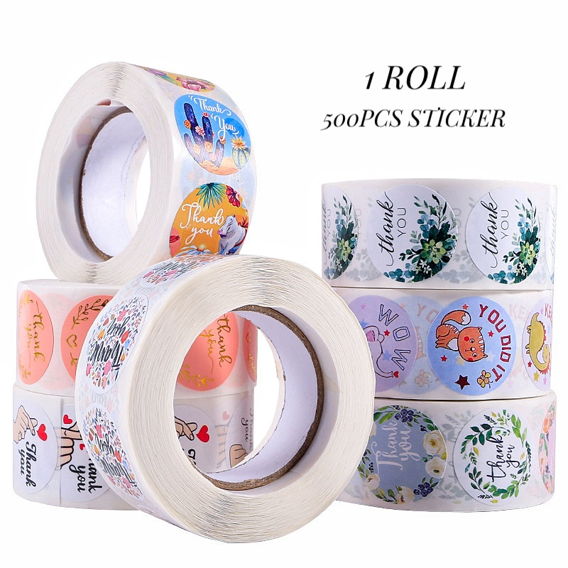 1 ROLL [ISI 500PCS] Sticker Label Thank You 2.5 CM Stiker Dekorasi Segel Kemasan Makanan Tulisan Thankyou Ty For Your Order I Stiker Karakter Packing Kue Pretty Things Inside Terimakasih Terima Kasih