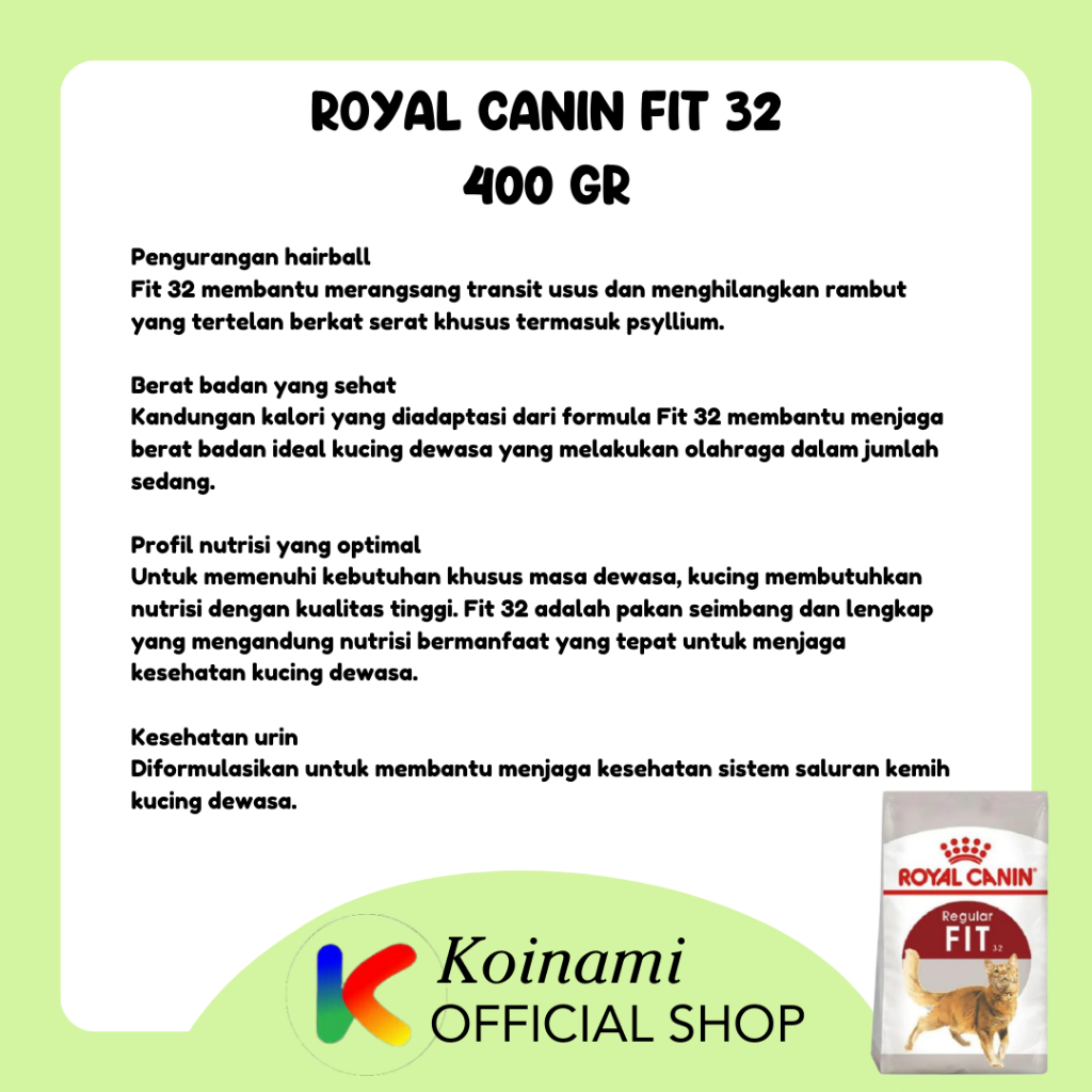 RC FIT32 400 GR / royal canin fit 32 / cat food / dry