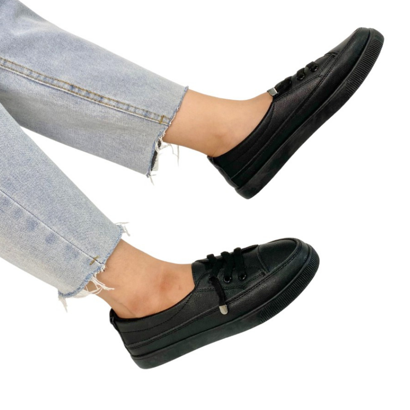 AVANCEID SIZE 36-41 CLEO Sepatu Sneakers Wanita Sekolah Kerja Putih Hitam Import