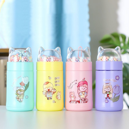 Botol Minum Anak Karakter Miao Miao/ Botol Kaca CAT BUBBLE Lucu Tumbler Minum Anak 350ML