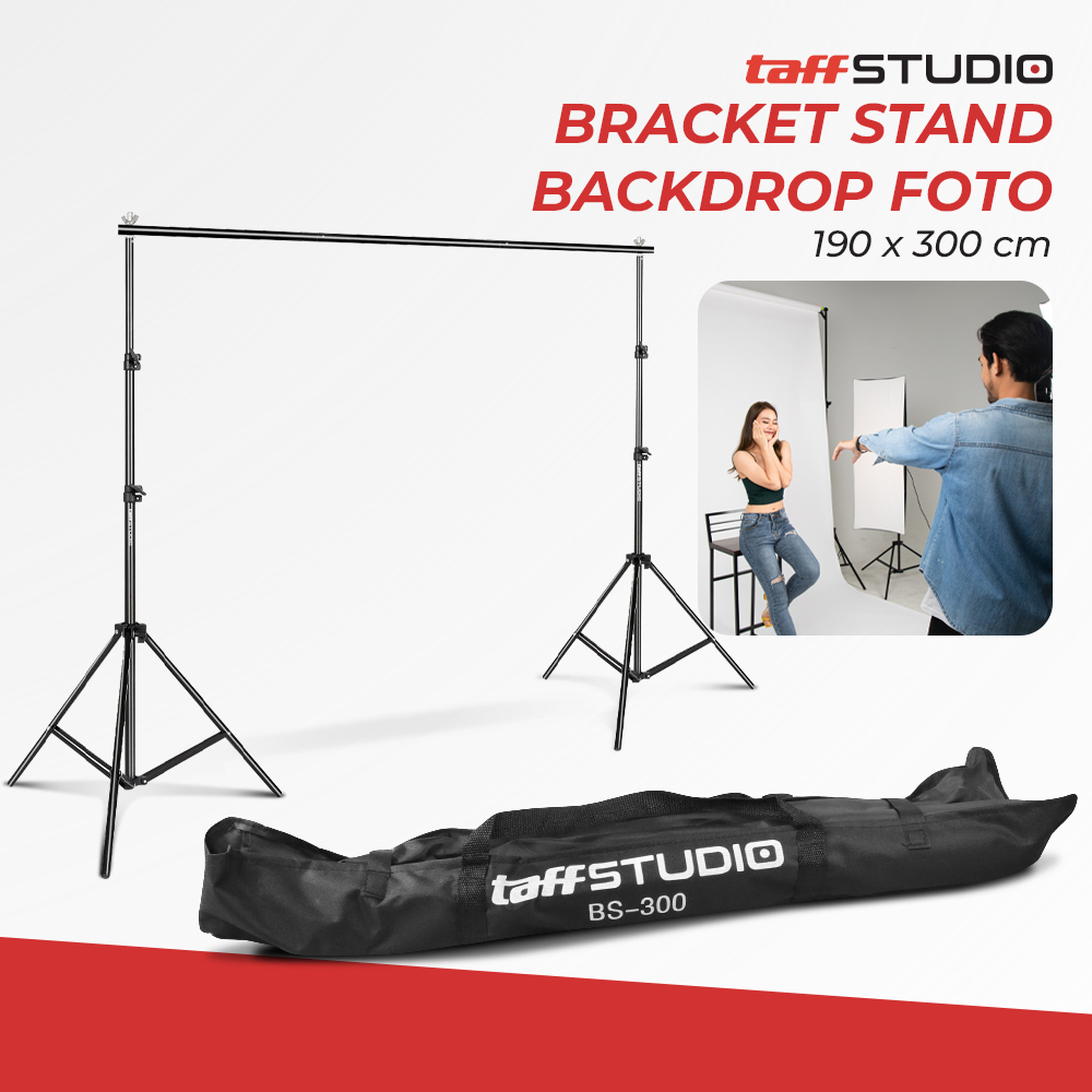 Bracket Stand 3m untuk Backdrop Foto Studio - OMCSCVBK Black