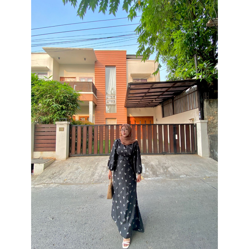 BEFAST - ZFS OOTD DRESS MAXI JEAN FISHTAIL / Adeline Maxi Dress Shakila Kancing Bungkus / Tiffany Dress / gamis kekinian motif floral shakila