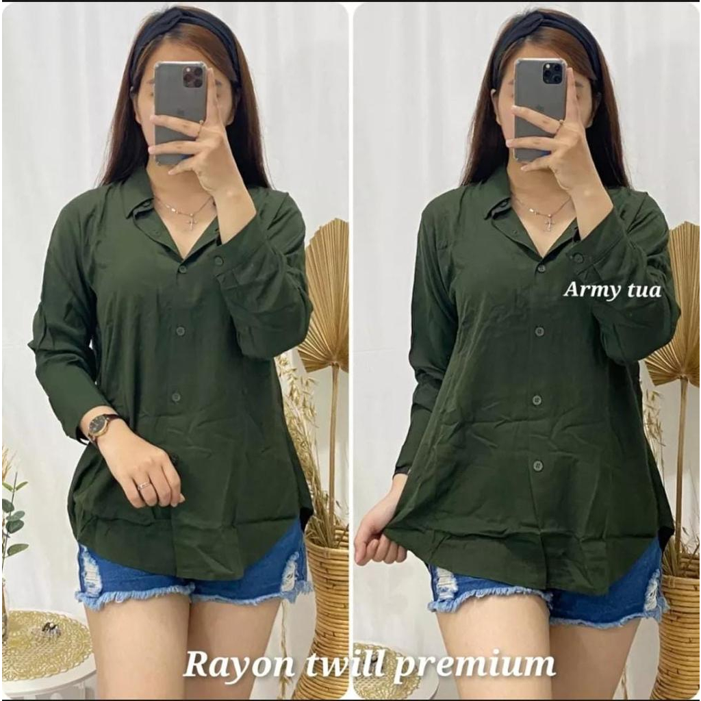 Kemeja Rayon Twill Premium Polos Atasan Rayon Bouse Rayon Kemeja Rayon