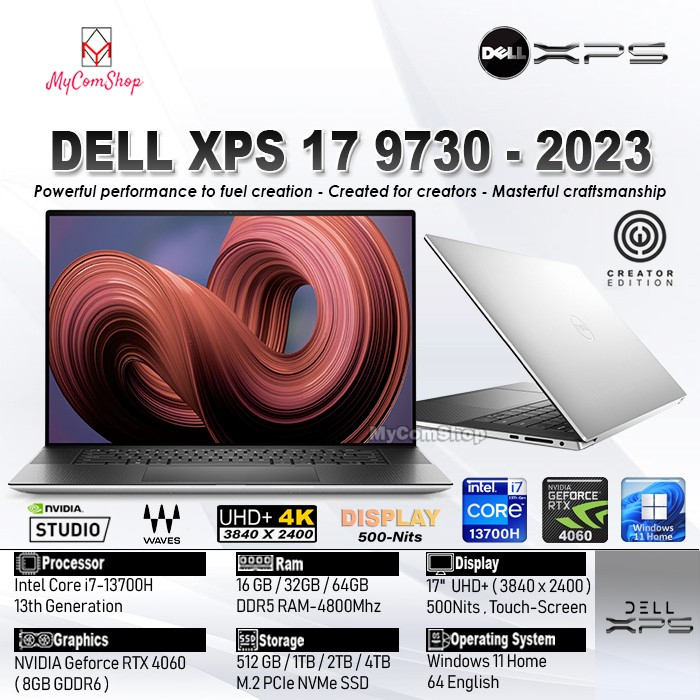 DELL XPS 17 9730 i7-13700H 16GB RAM 512GB SSD RTX 4060 8GB 17-INCH