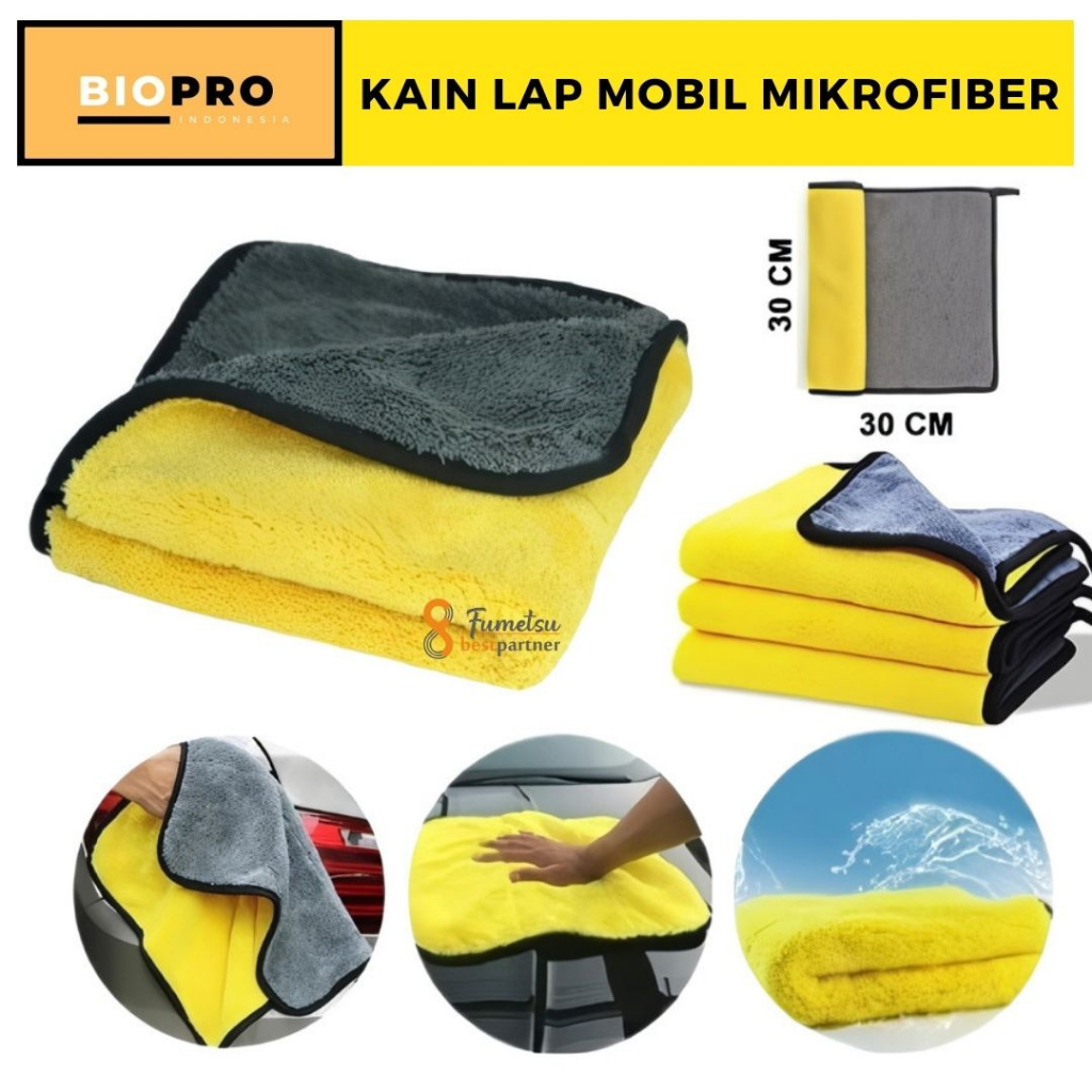 Kain Lap Microfiber Serbaguna / Kain Lap Kuning Abu Mobil,Motor Serbaguna 2 sisi