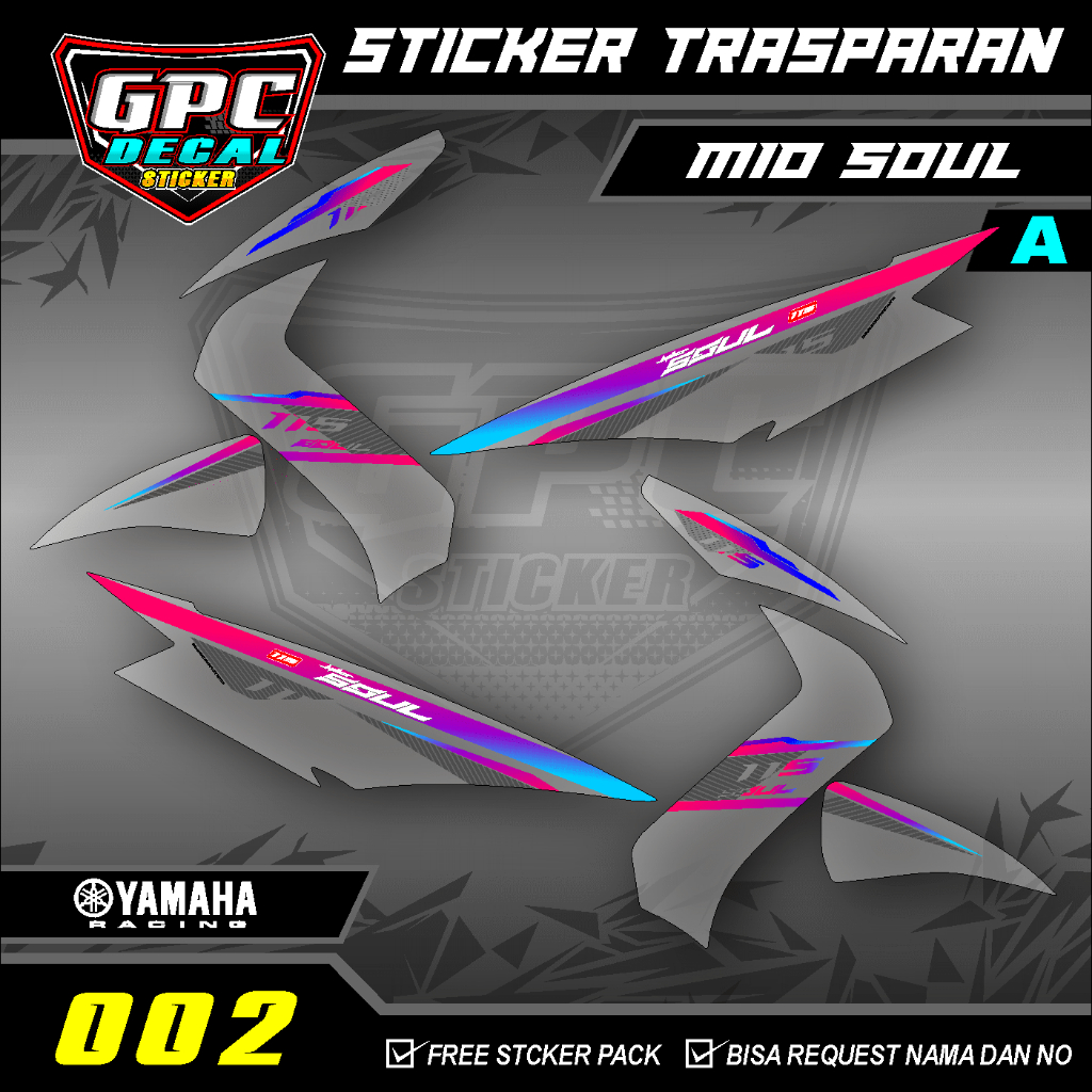 STICKER STRIPING TRANSPARAN YAMAHA MIO SOUL VARIASI TERBARU GPC DECAL 002
