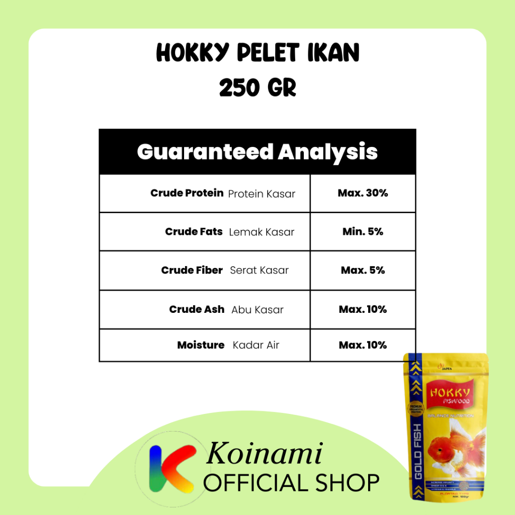 Hokky 250gr  / pelet ikan / makanan ikan koki/ aquarium / aquascape