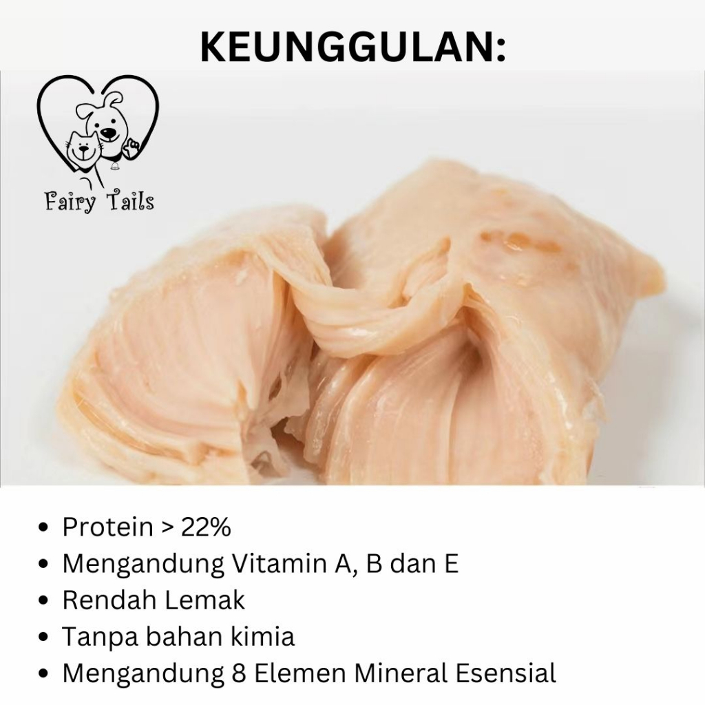 Dada Ayam Daging Bebek Udang Seafood Keju Cheese Kelapa Segar Siap Makan 40g - Steam Cooked Ready To Eat Chicken Breast Duck Shrimp Cheese Coconut / Pet Treat / Snack Untuk Anabul Anjing dan Kucing