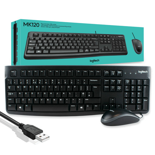 Keyboard Mouse Logitech Mk120 Kabel Original