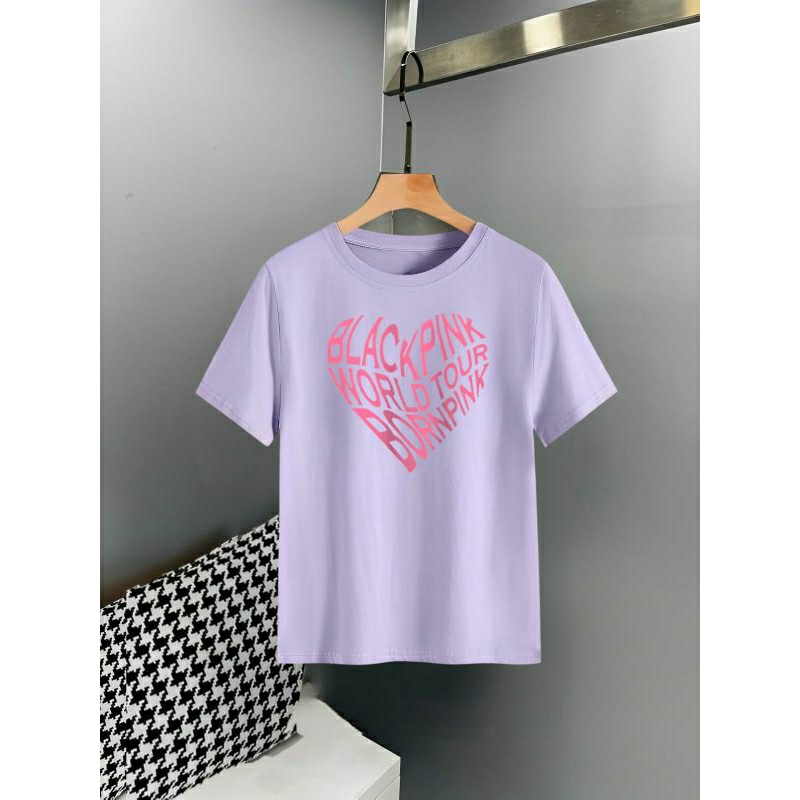 Kaos Katun Premium Cewek KS545 Size S M L XL 2XL 3XL 4XL 5XL-BlackPink