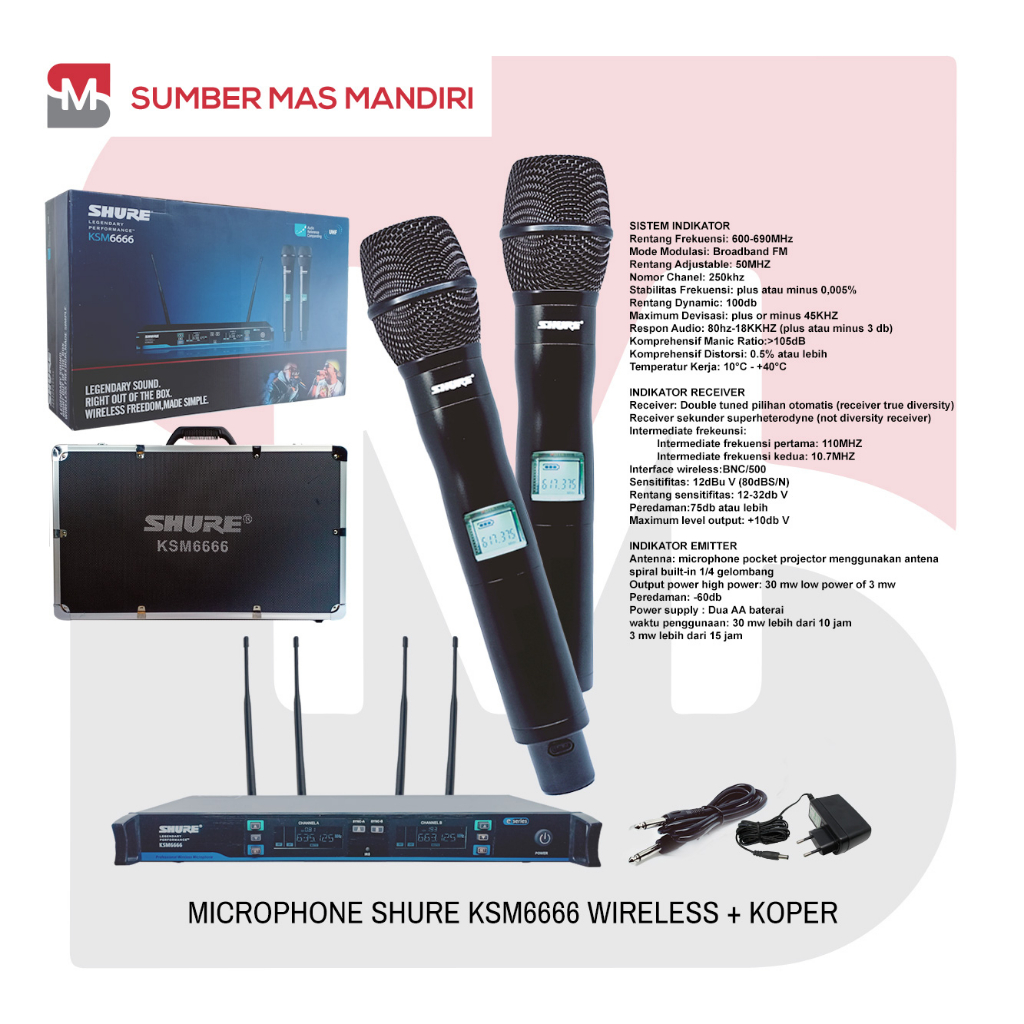 MIC WIRELESS SHURE KSM / MICROPHONE WIRELESS DOUBLE HANDLE KSM KARAOKE