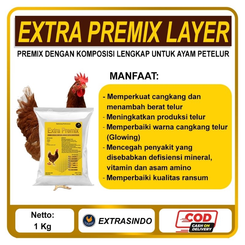 EXTRA PREMIX AYAM PETELUR 1kg - Suplemen pakan untuk ayam petelur.