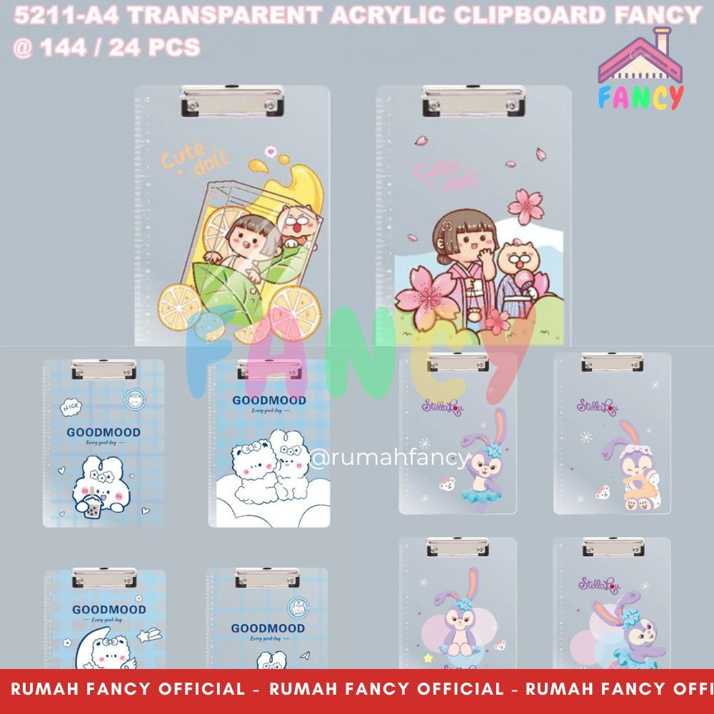 

[FREE DUS + BUBBLE] Clipboard Papan Dada Transparan Bening Fancy Motif Bunny Girl Bear Rabbit Aesthetic Clipboard karakter + Penggaris Papan jalan ujian karakter / Clipboard karakter