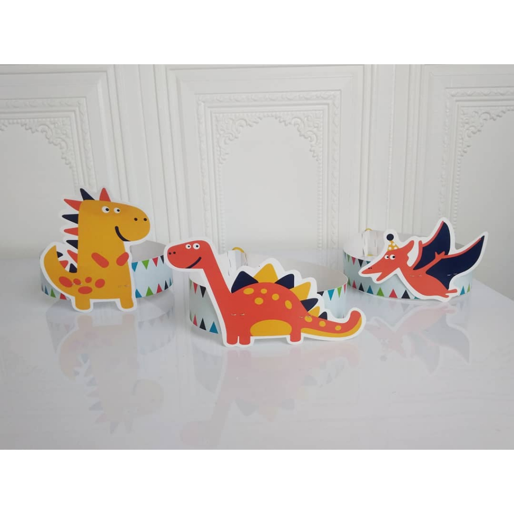 topi melingkar dino / topi ultah custom dino / topi ulang tahun dino