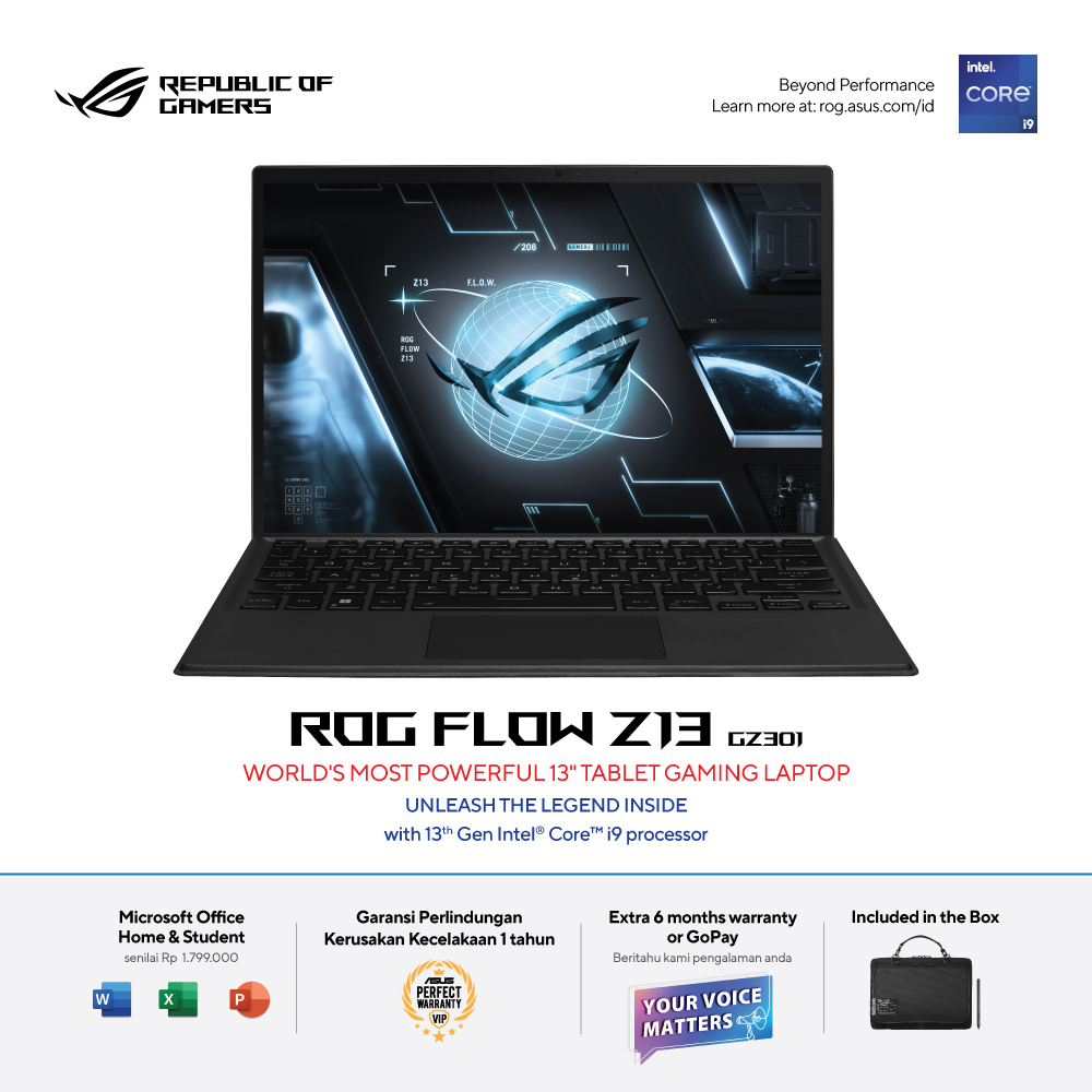 Asus ROG Flow Z13 GZ301VV-I946G6T-O [i9-13900H|RTX 4060|RAM 16GB|SSD 1TB|Win11|OHS21]