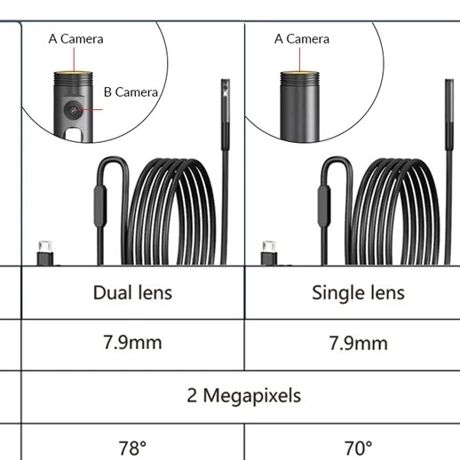 NA - Endoscope Camera Android dan ios Wifi Hard Cable Dual / Single Lens