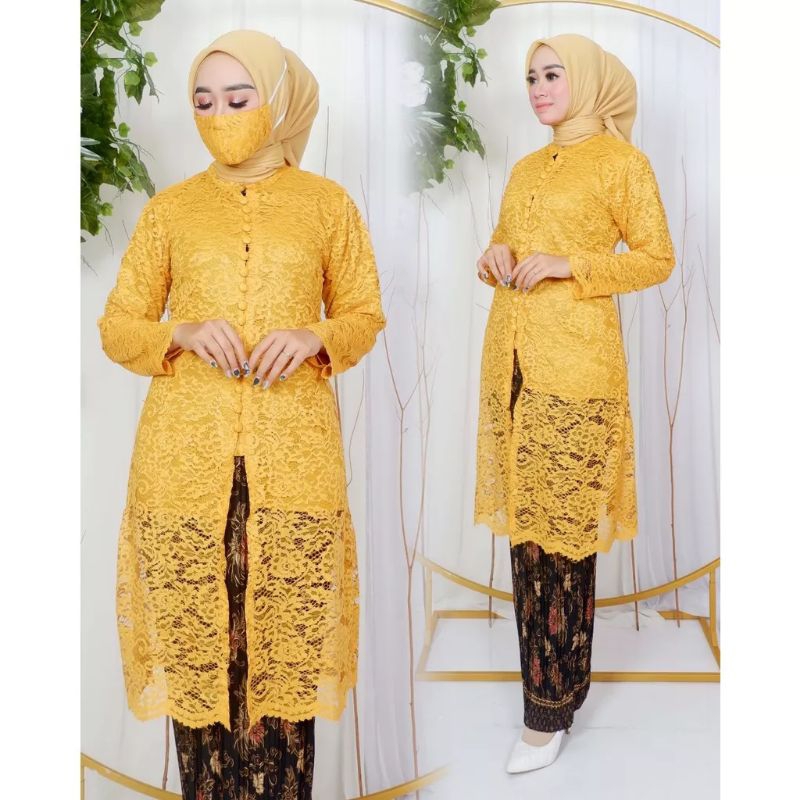 KEBAYA BRUKAT KANCING SERIBU SETELAN BRUKAT TUNIK SANGHAI TUNIK KANCING SERIBU KEBAYA NIKAHAN