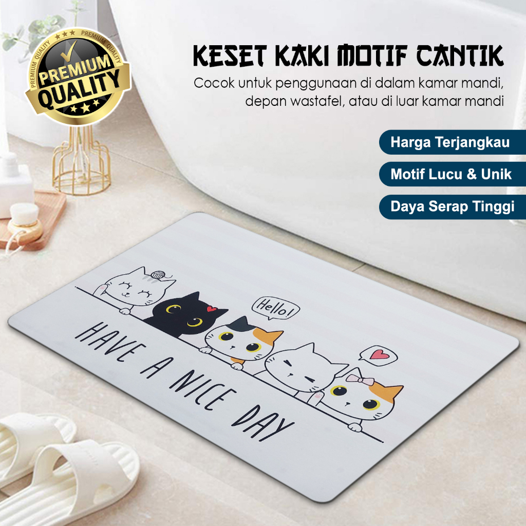 Keset Lantai Karakter Lucu Persegi Panjang Bahan Diatomite Ukuran 40cm x 60cm Multifungsi Tebal dan Cepat menyerap air - D2A8