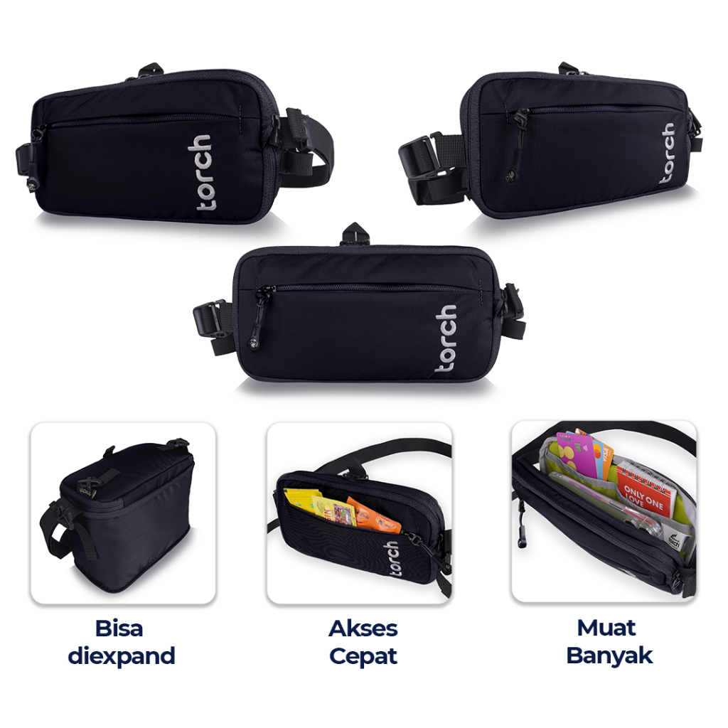 TORCH Zamora Slim dan Expandable Waistbag to Sling Bag - Slingbag Tas Pinggang Selempang Serba Guna Kapasitas Besar