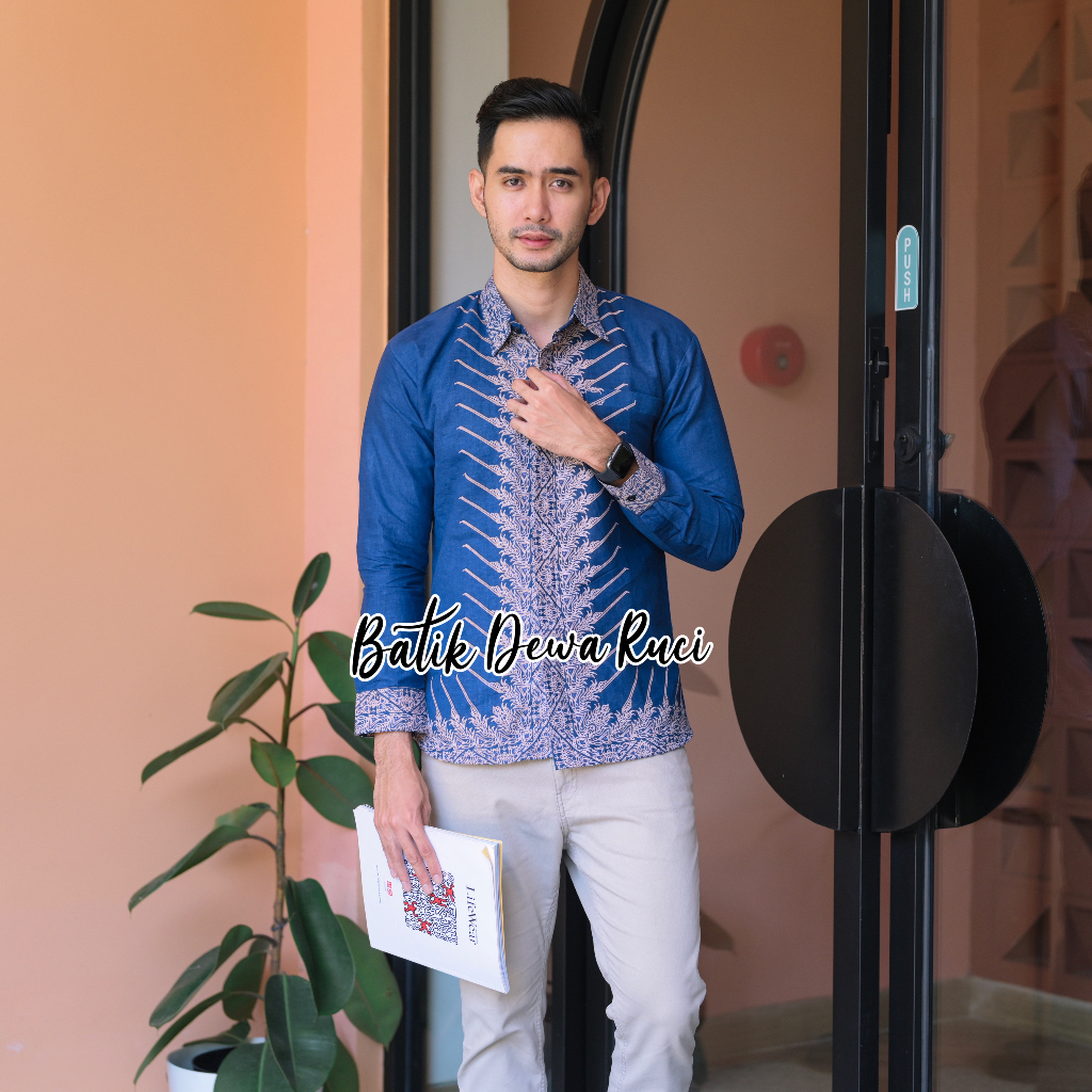 Batik Pria MODANG NAVY Full Furing Bahan Katun Premium High Quality