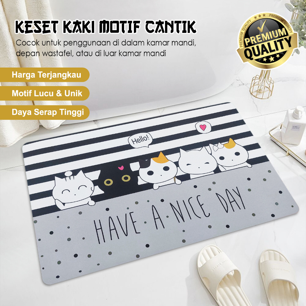 Keset Diatomite Soft Ukuran 40cm x 60cm Keset Anti Slip Keset Dapur &amp; Kamar Mandi Super Serap Terlaris - D2A8